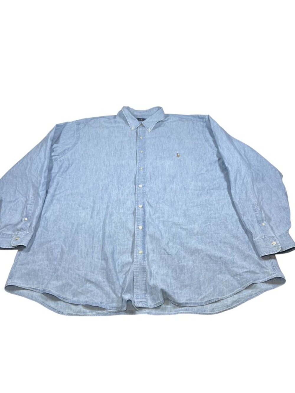 Ralph Lauren Mens Blue Denim Button Down Shirt Size 4XLT Light Wash Pony